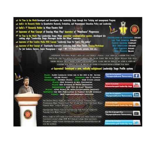 Thiyagarajakumar Ramaswamy Director Kalaanantarupah- Leadershipstage ...