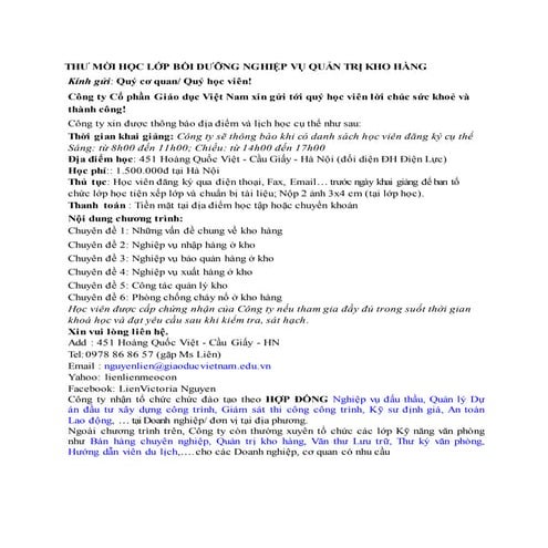 Bồi dưỡng nghiệp vụ quản trị kho hàng