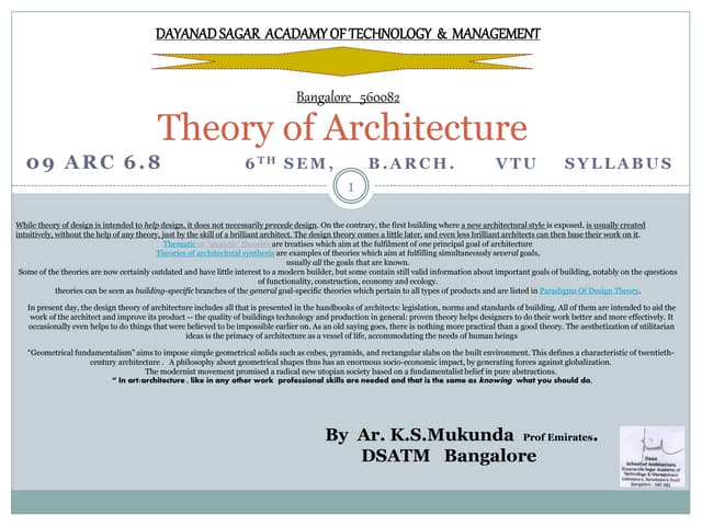 Theory  of Architecture