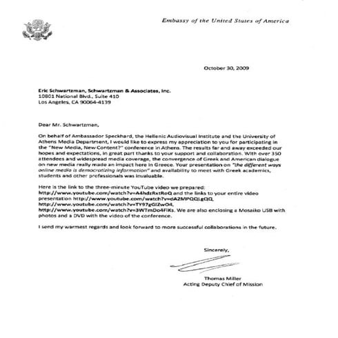 Letter from Thomas Miller, Deputy Chief of Mission | PDF