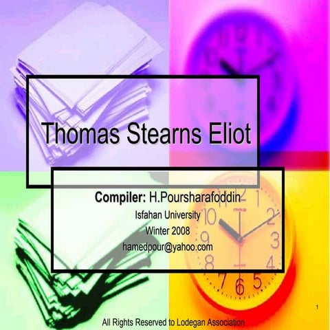 T.S.Eliot By Hamed Poursharafoddinحامدپورشرف الدین