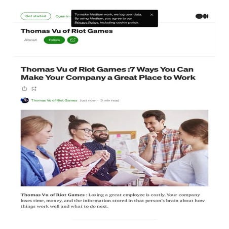 Thomas Vu of Riot Games :7 Ways You Can Make Your Company a Great Place to Work