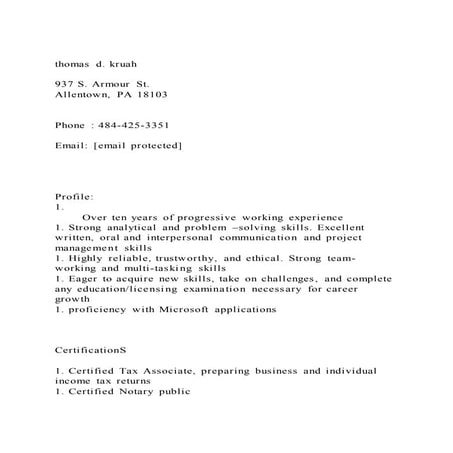 Thomas d. kruah937 s. armour st.allentown, pa 18103 pho