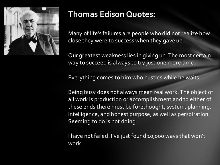 Thomas Edison Quotes Success Thomas Edison Quotes