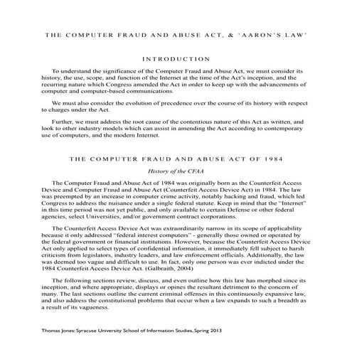The CFAA and Aarons Law