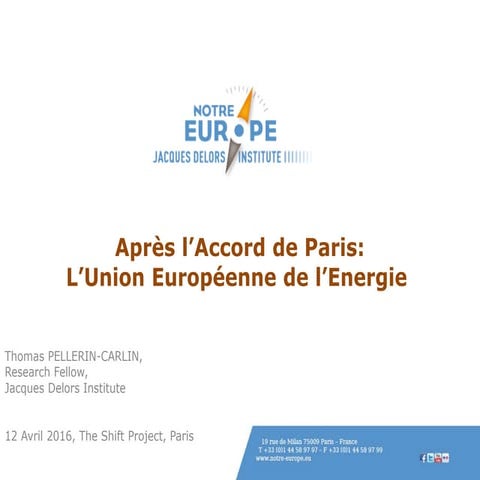 Après l'Accord de Paris: l'Union Européenne de l'Energie 