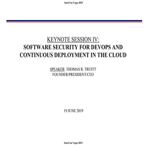 Software Security For DevOps And Continuous Deployment In The Cloud