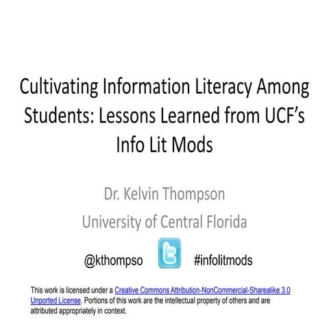 Cultivating Information Literacy Among Students: Lessons Learned from UCF’s I...