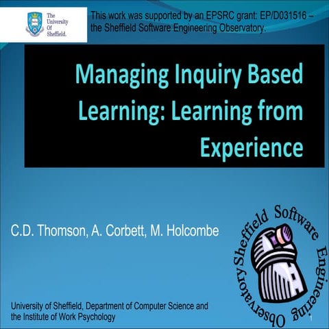Managing Inquiry-based Learning: Learning from experience | PPT