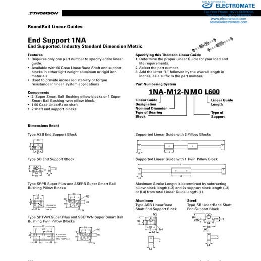 Thomson Linear RoundRail 1NA Specs