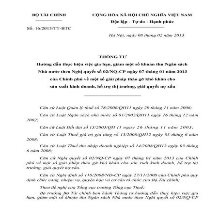 Thong tu-16-2013-tt-btc-ve-gia-han-va-giam-mot-so-khoan-thu-ngan-sach-nha-nuoc