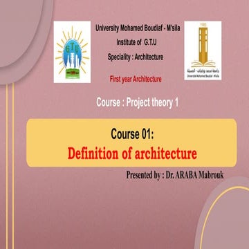 Théorie de projet 1 cours 1 Definition of architecture.ppsx