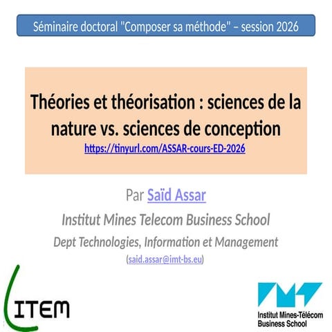 Théories et théorisation : sciences de la nature vs. sciences de ...