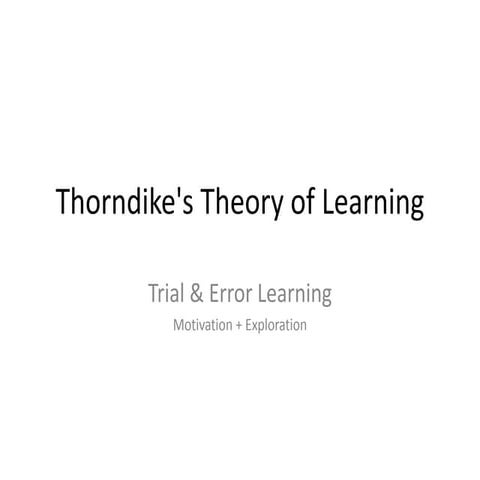 Thorndike's theory of learning SHMN