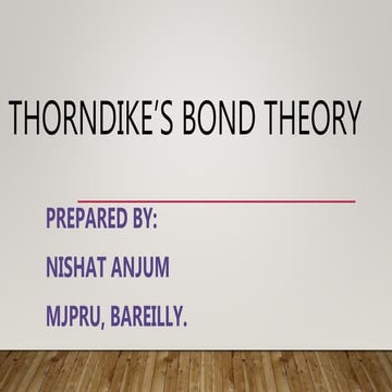 Thorndike's bond theory