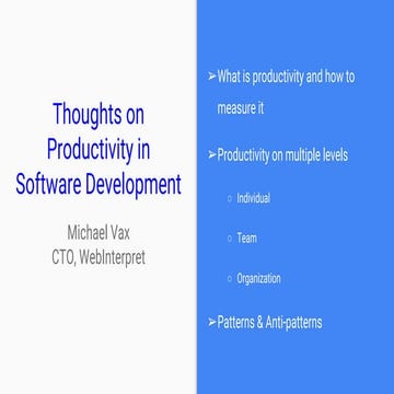 Thoughts on productivity in software development
