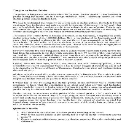 Thoughts on student politics