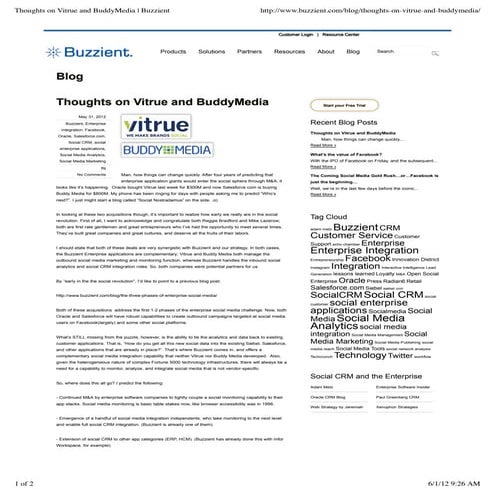 Thoughts on vitrue and buddy media | buzzient