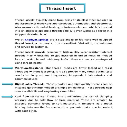 Thread Insert | Khodiyar Spring