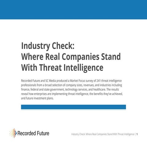 Industry Check: Where Real Companies Stand With Threat Intelligence