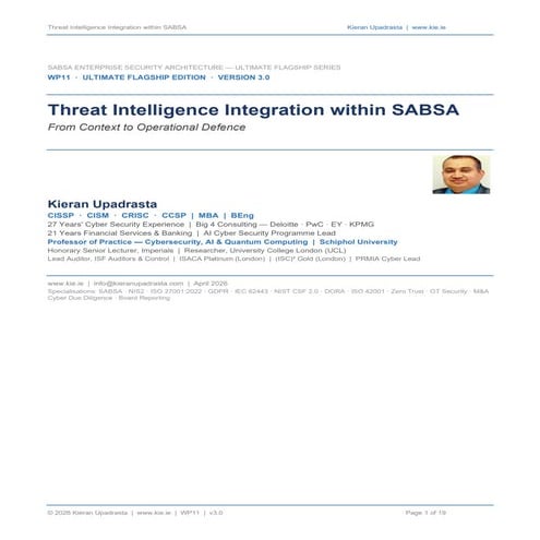 Integrating Threat Intelligence into SABSA Security Architecture for ...