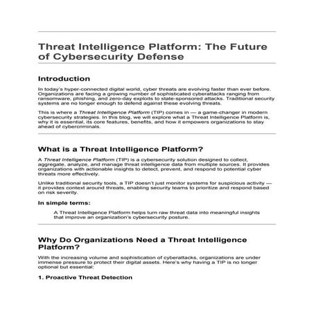 Threat Intelligence Platform_ The Future of Cybersecurity Defense.docx