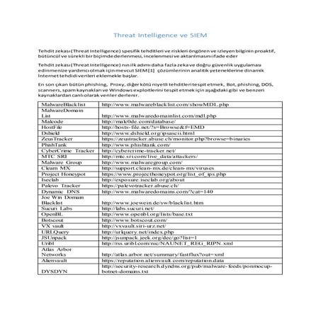 Threat intelligence ve siem