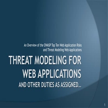 Threat Modeling and OWASP Top 10 (2017 rc1)