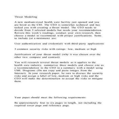 Threat modeling a new medium sized health care facility just ope