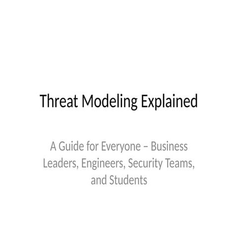 Threat Modeling Presentation covers iden