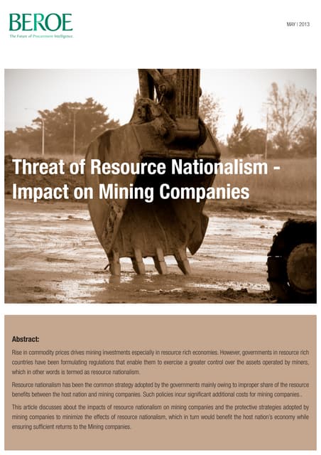 Threat of Resource Nationalism - Impact on Mining Companies