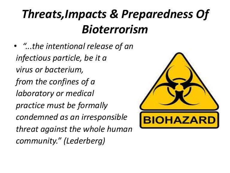 Threats and preventions of bioterrorism