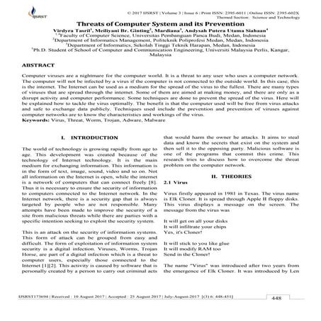 Threats of Computer System and its Prevention