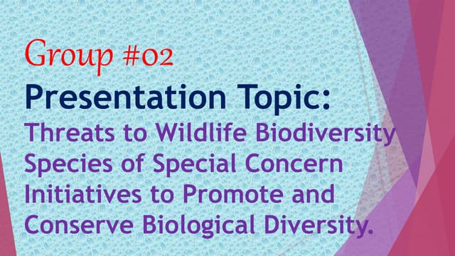 Threats to wildlife biodiversity species of special concern initiatives to promote and conserve biological diversity