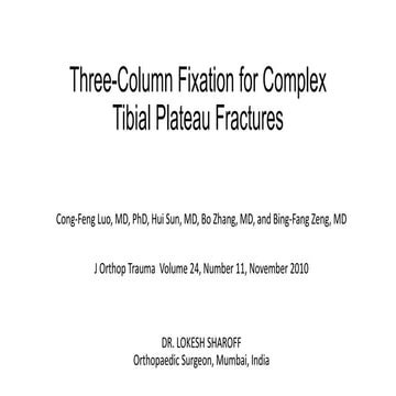 Three column fixation for complex PROXIMAL TIBIA FRACTURES