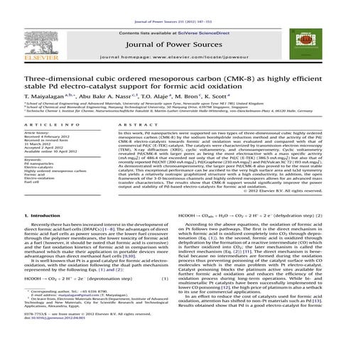 Three dimensional cubic ordered mesoporous carbon (cmk-8) as highly efficient...