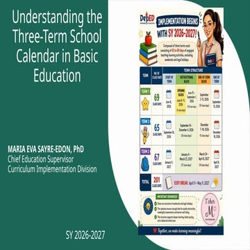 Comprehensive Three-Term School Calendar Structure for SY 2026-2027 | PPTX