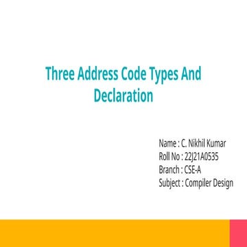 Comprehensive Overview of Three Address Code Types and Variable ...