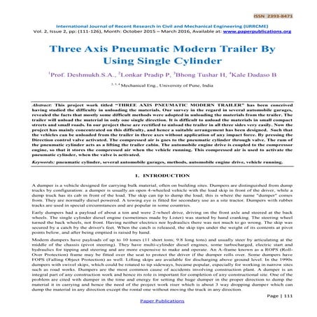 Three Axis Pneumatic Modern Trailer By Using Single Cylinder