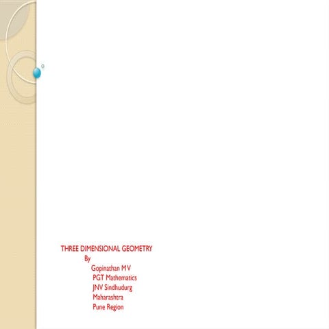 Three Dimensional Geometry(Class 12) | PPTX