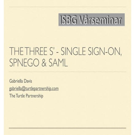 ISBG  The 3 S's a guide to single sign on