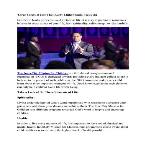Three Facets of Life That Every Child Should Focus On