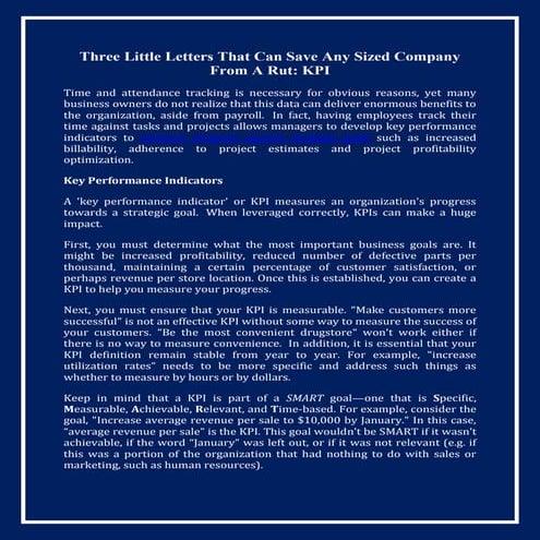 Three little letters that can save any sized company from a rut kpi 