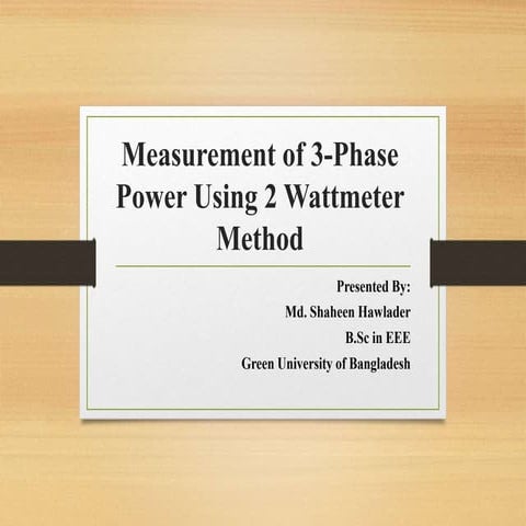 Three phase power measurement using 2 wattmeter