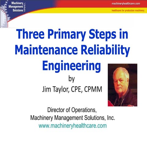 Three primary steps in maintenance reliability engineering