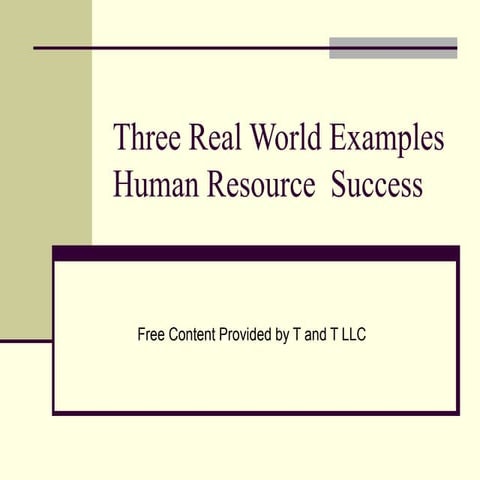Three Real World Examples Human Resource Successes | PPT