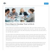 Three Ways to Develop Trust at Work