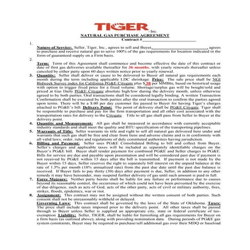 Three Year Gas Contract