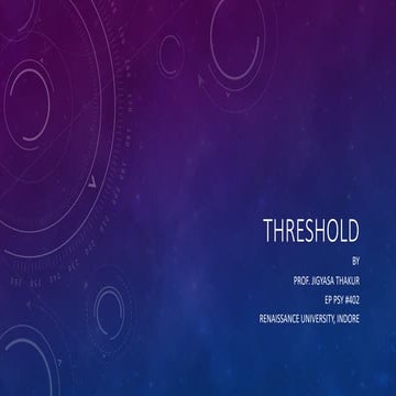 Threshold in Psychophysics Psychology