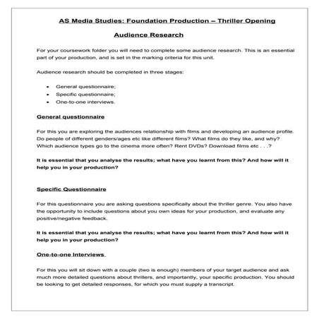 Thriller Opening   Auidience Reserch